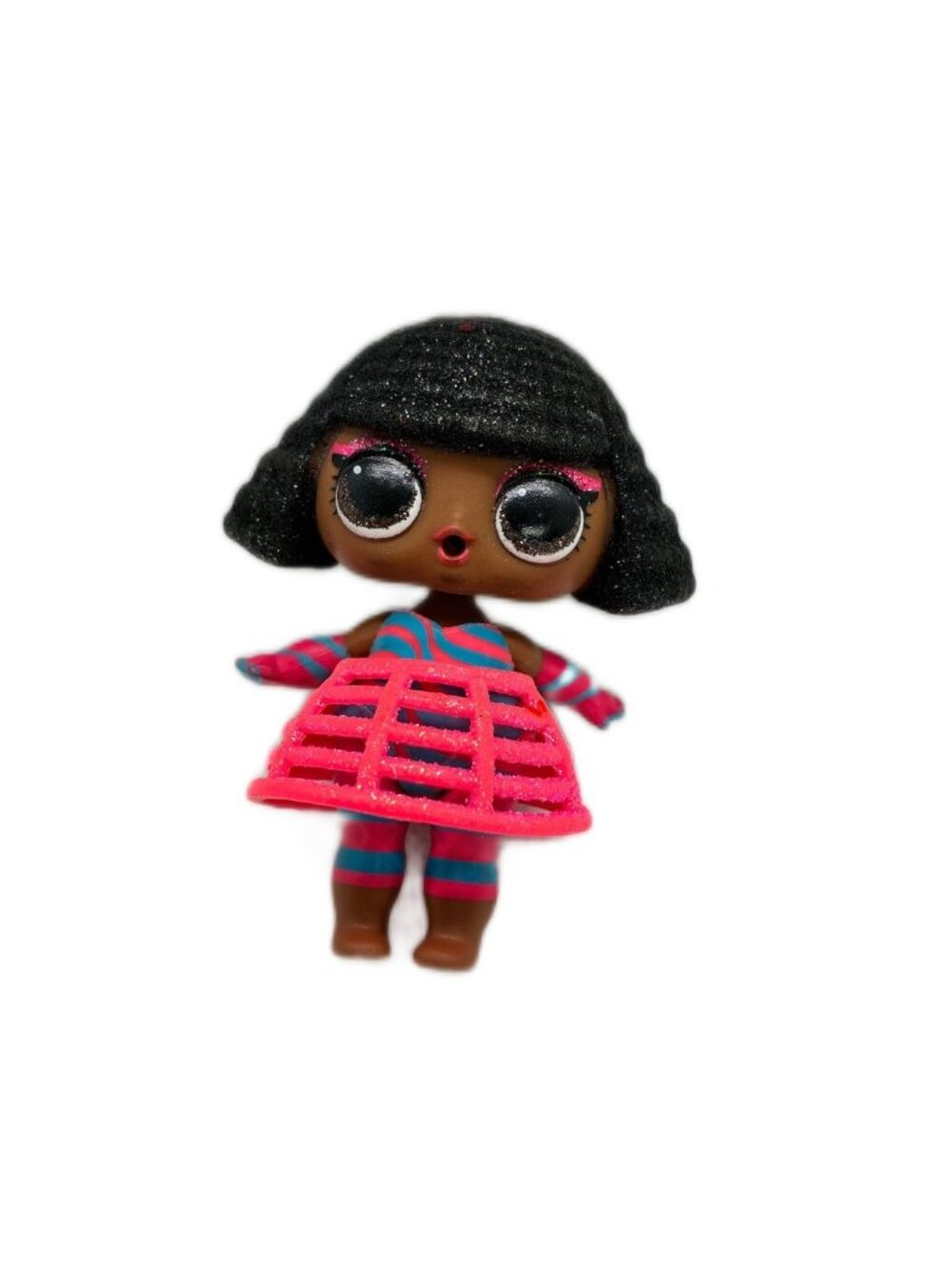 LOL Surprise Doll Glitter Black Hair Pink Blue Outfit MGA Dance Radio Queen